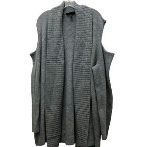 Lane Bryant W Size 22/24 Gray Cold-Shoulder Long Sleeve Shawl Collar Cardigan